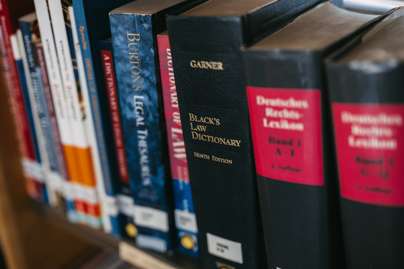 Bound legal volumes lined up on a shelf