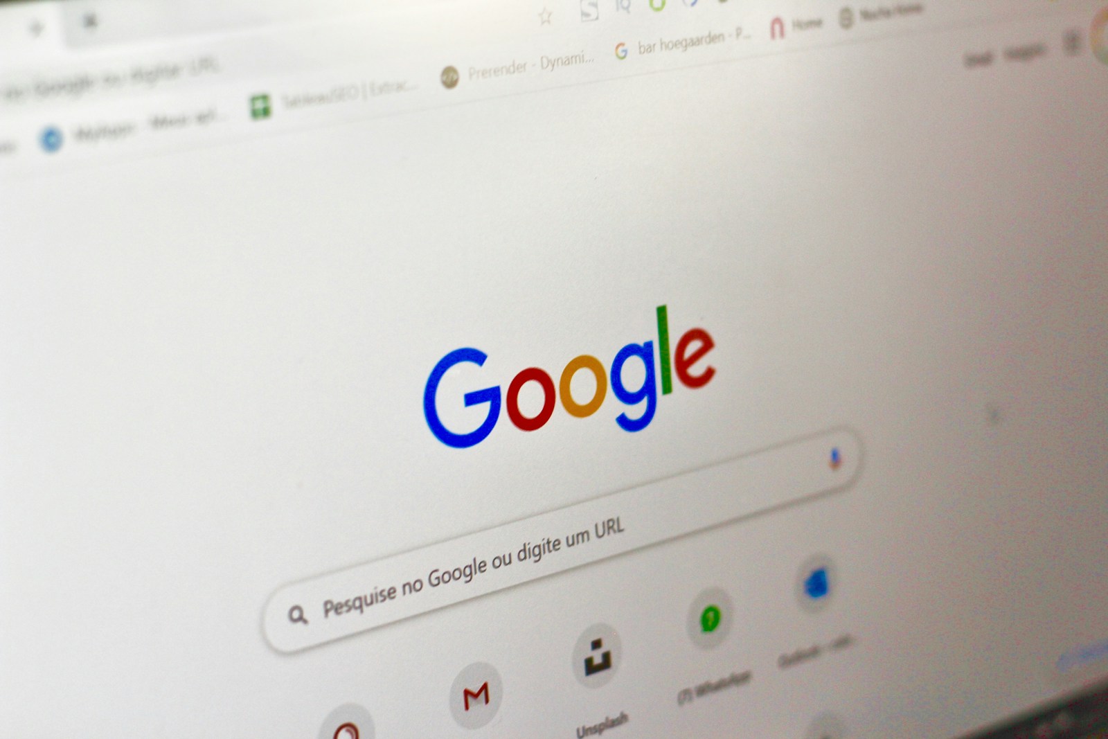 Computer monitor displaying Google search results page